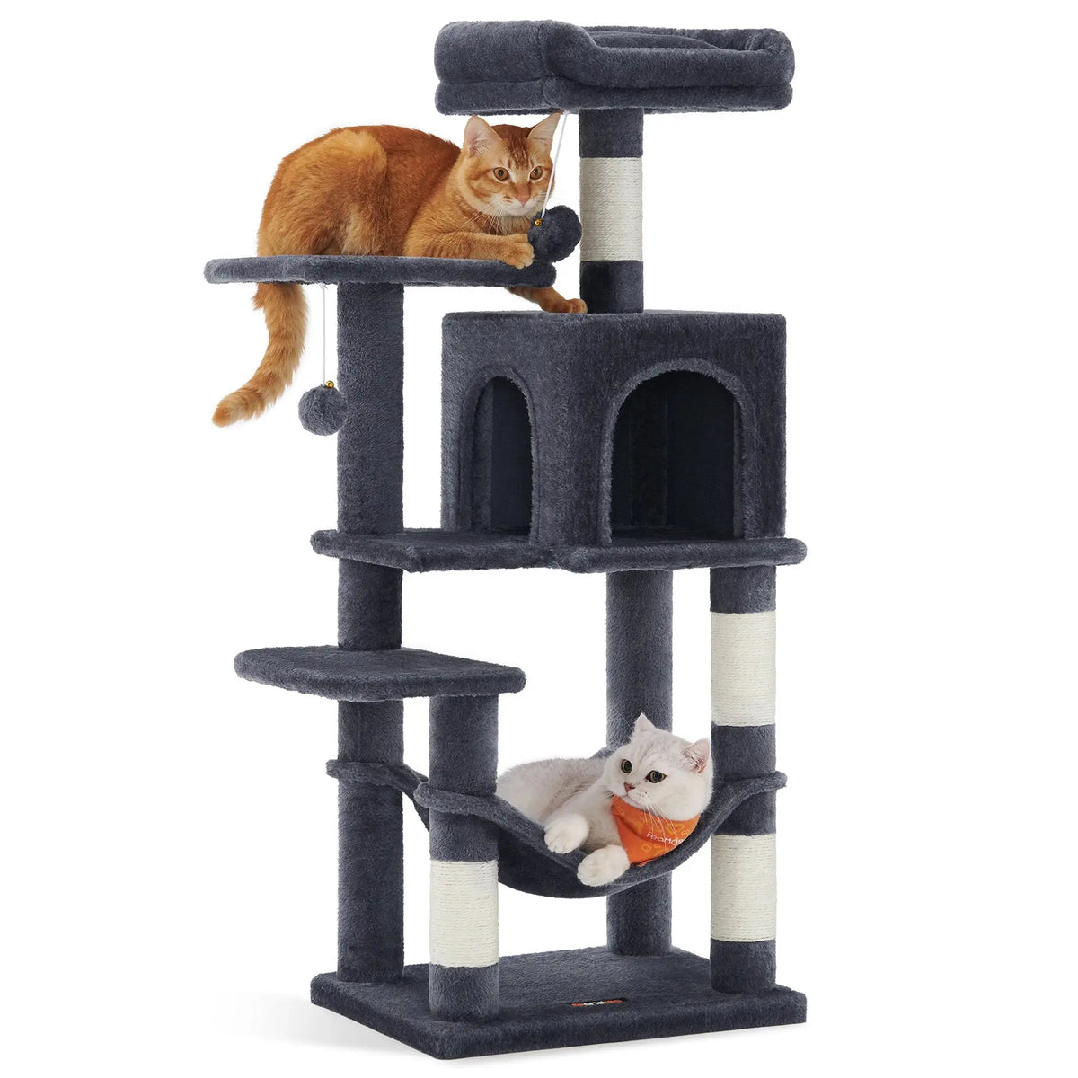 Gris Oscuro Color Multi-Level Cat Tree Tower with Hammock and Cave
