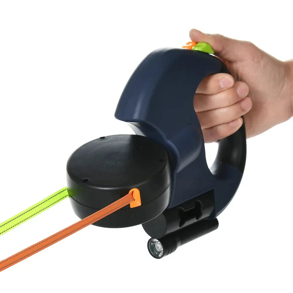 Retractable Dual Dog Leash With Lights For Small Pets