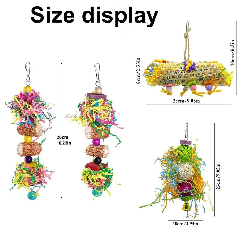 Colorful Bird Foraging Toys with Bells for Parrots