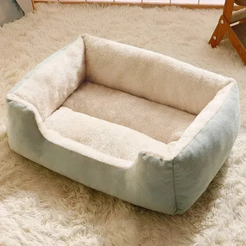 Green Color Plush Cat Bed Cushion – Soft Breathable Pet Sleep Mat