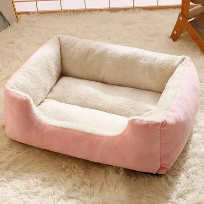 Pink Color Plush Cat Bed Cushion – Soft Breathable Pet Sleep Mat