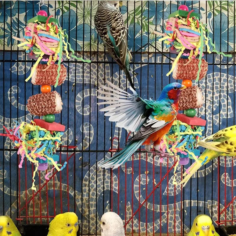 Colorful Bird Foraging Toys with Bells for Parrots