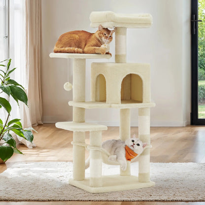 Multi-Level Cat Tree Tower with Hammock and Cave