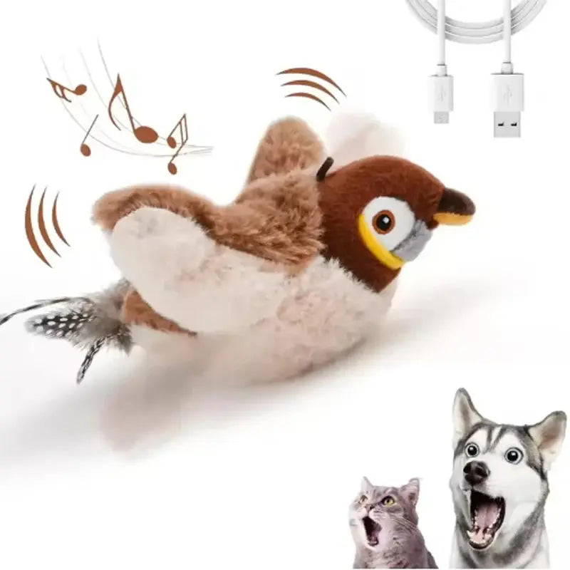 Plush Flapping Bird Toy for Cats – Self-Play Fun