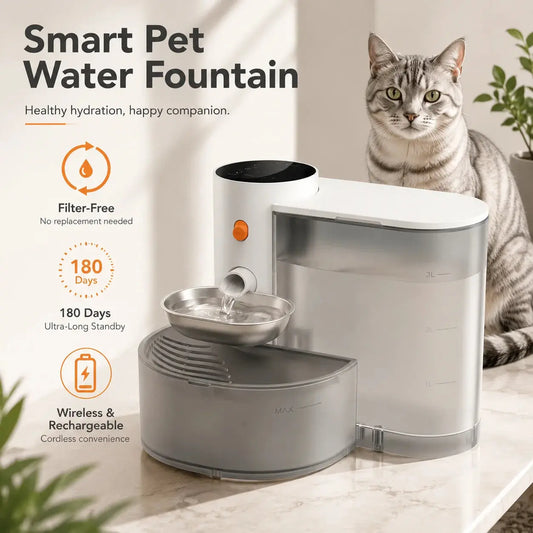 Smart Cat Water Fountain 3L – Cordless, Filter-Free Design