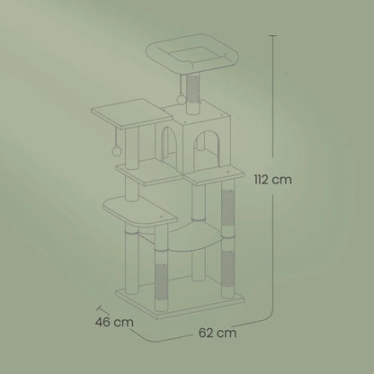 Multi-Level Cat Tree Tower with Hammock and Cave