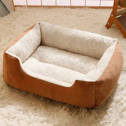 Brown Color Plush Cat Bed Cushion – Soft Breathable Pet Sleep Mat