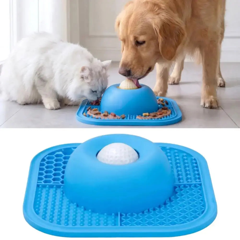 Resin Slow Feeder Dog Bowl With Lick Mat & Rolling Ball