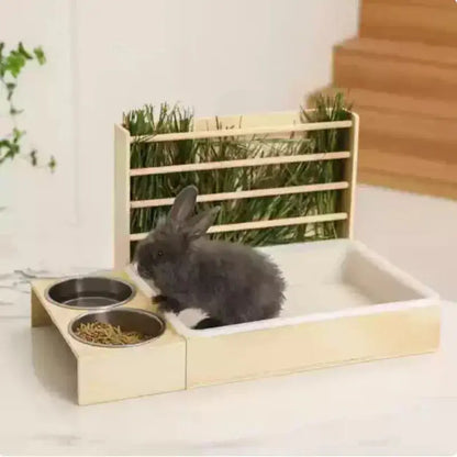 Wooden Rabbit And Small Pet Hay Feeder Shelter