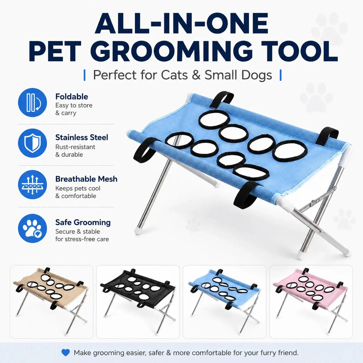 Pet Grooming Hammock Stand With Mesh Sling For Small Pets