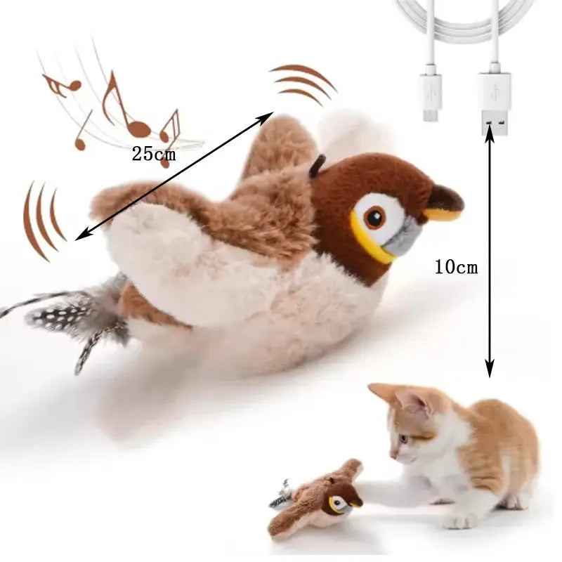 Plush Flapping Bird Toy for Cats – Self-Play Fun