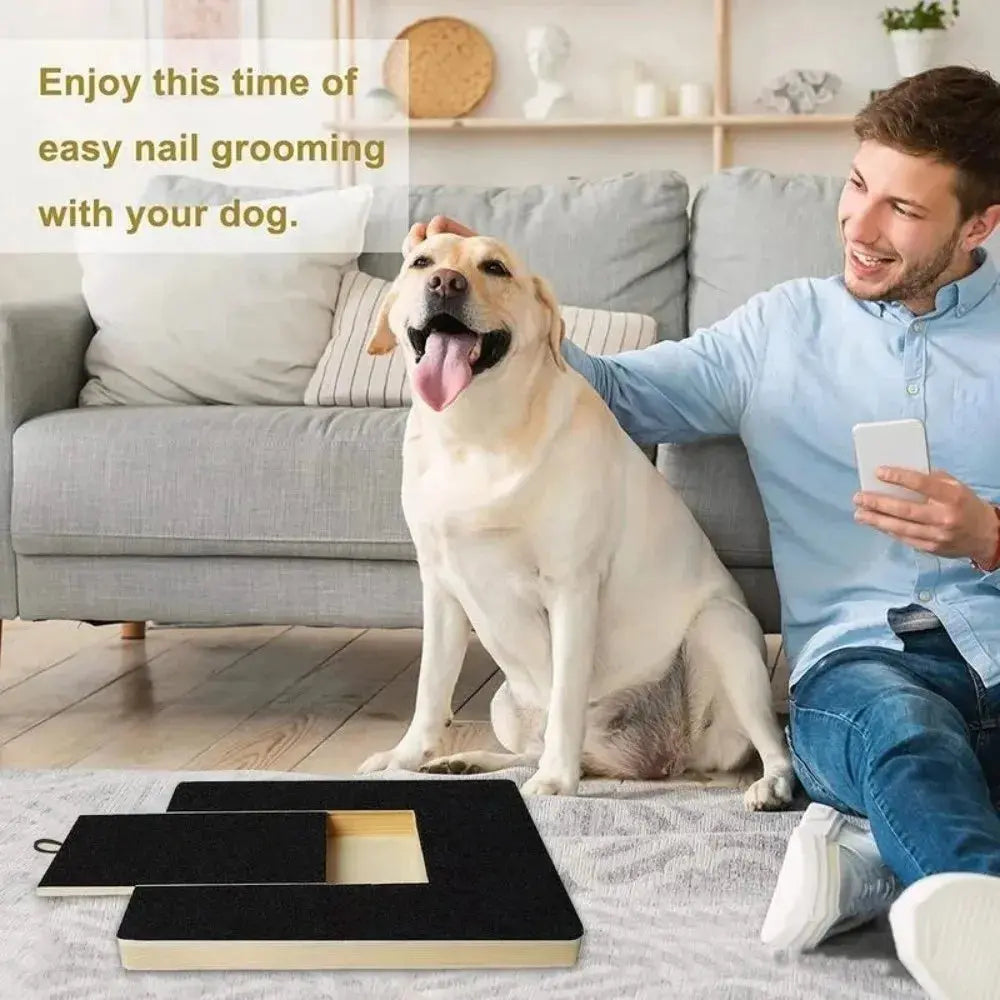 Wooden Dog Nail Scratch Board – Pull-Out Paw Grooming Pad