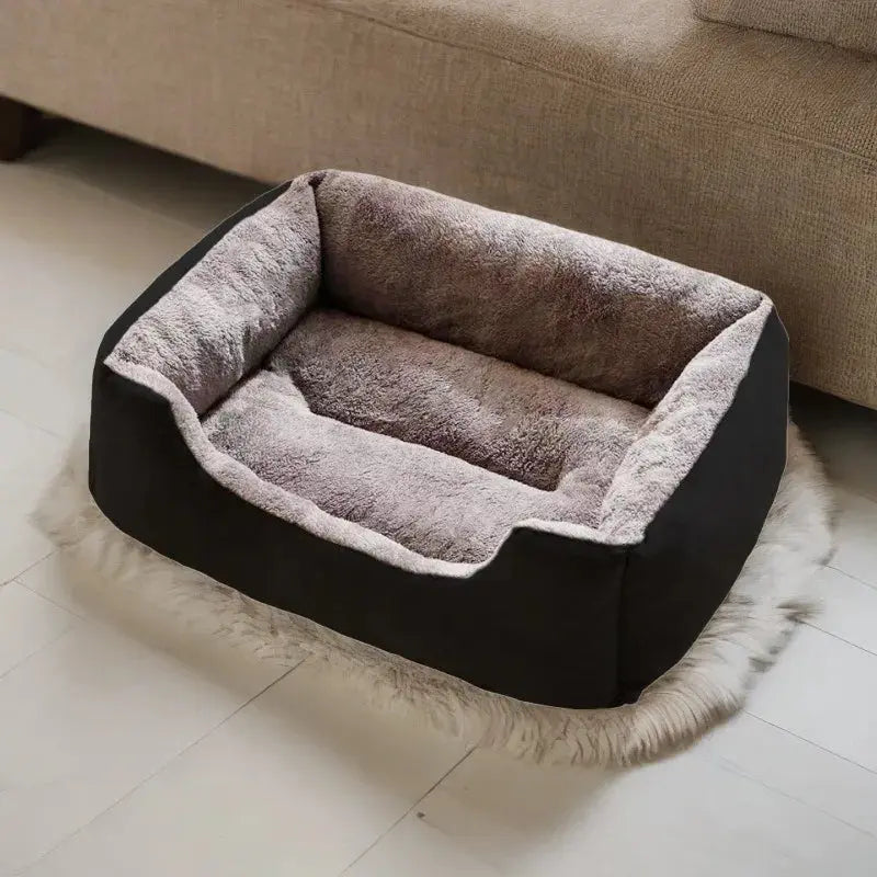 Black Color Plush Cat Bed Cushion – Soft Breathable Pet Sleep Mat