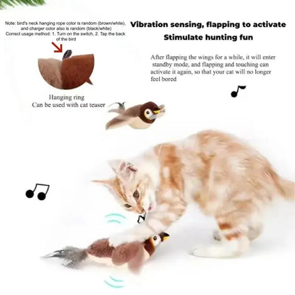 Plush Flapping Bird Toy for Cats – Self-Play Fun