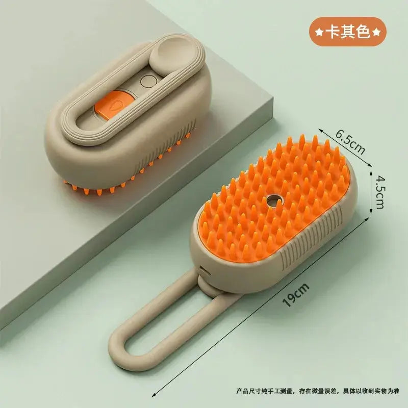 Brown Color Electric Pet Steam Grooming Brush With Massage Comb