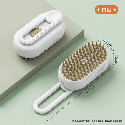 White Color Electric Pet Steam Grooming Brush With Massage Comb