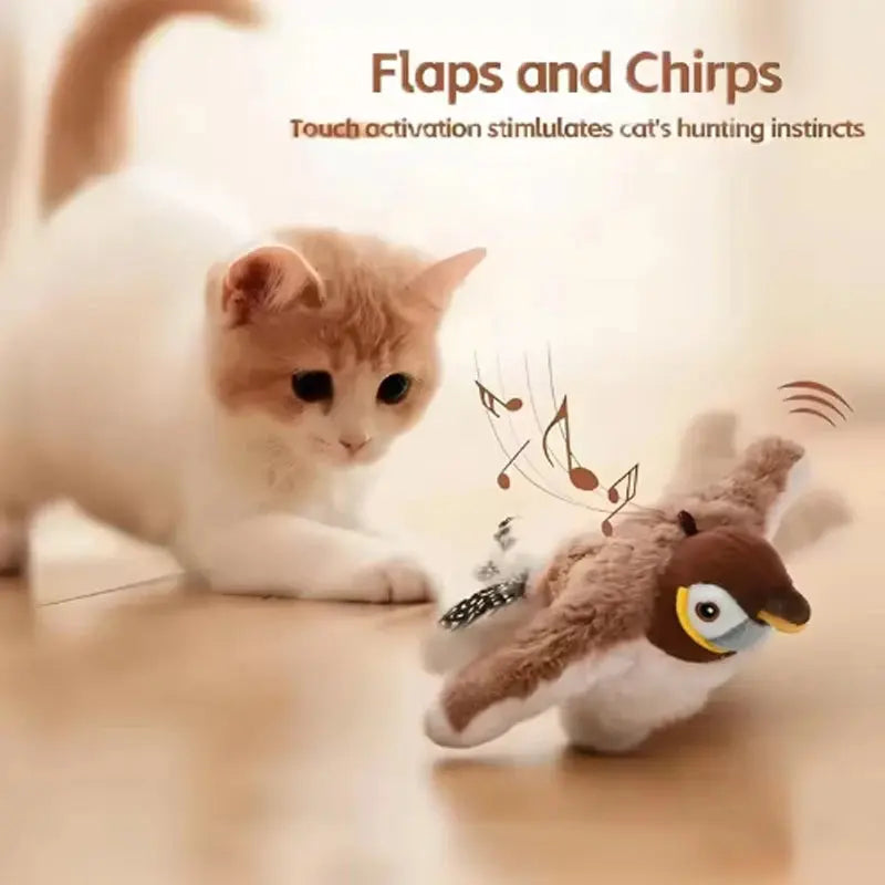 Plush Flapping Bird Toy for Cats – Self-Play Fun