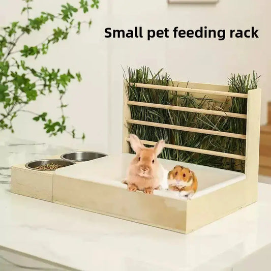 Wooden Rabbit And Small Pet Hay Feeder Shelter