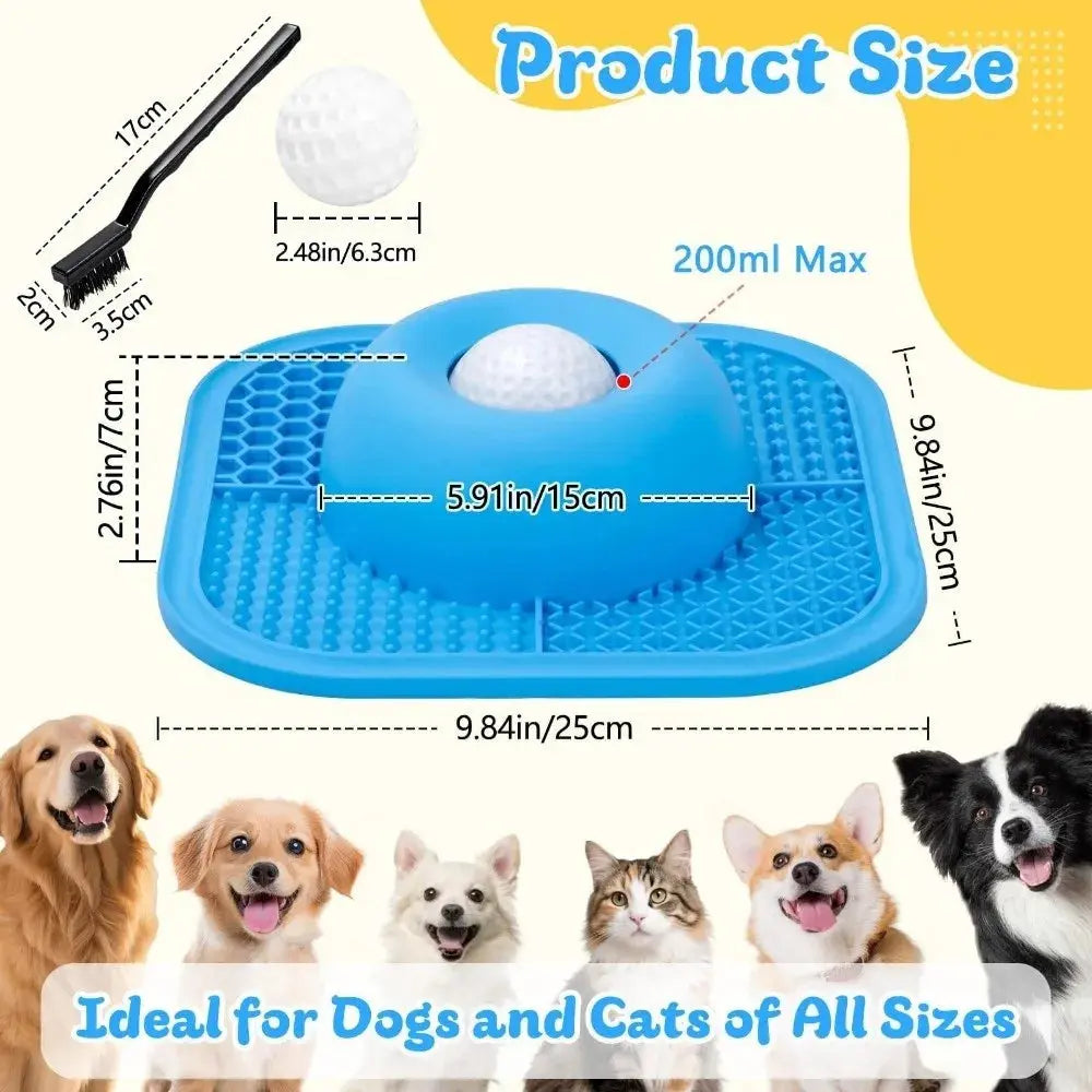 Resin Slow Feeder Dog Bowl With Lick Mat & Rolling Ball