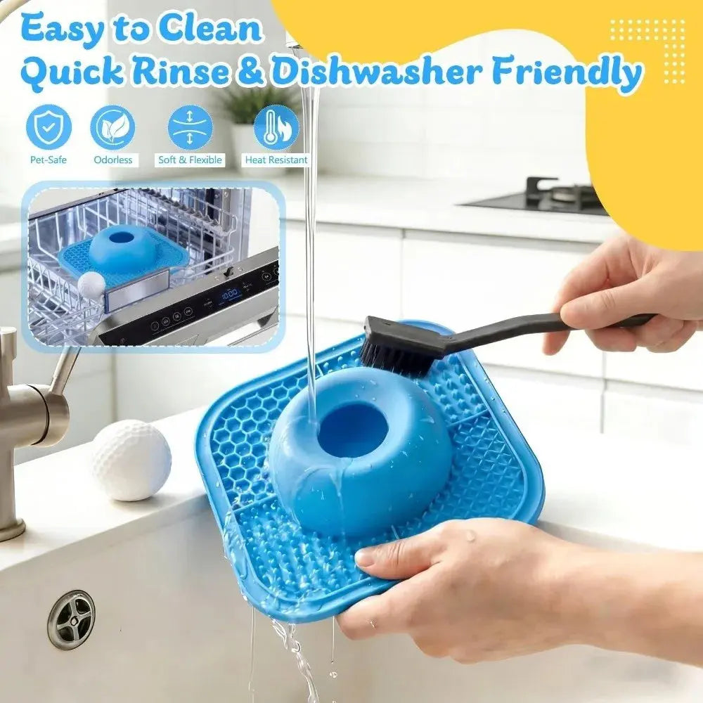 Resin Slow Feeder Dog Bowl With Lick Mat & Rolling Ball