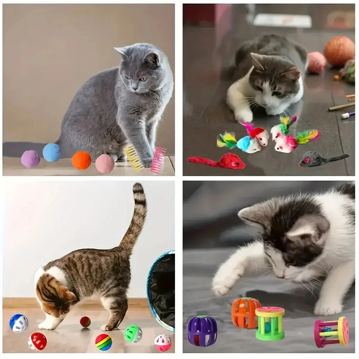 Mixed Cat Toy Variety Pack – Plastic And Plush Set