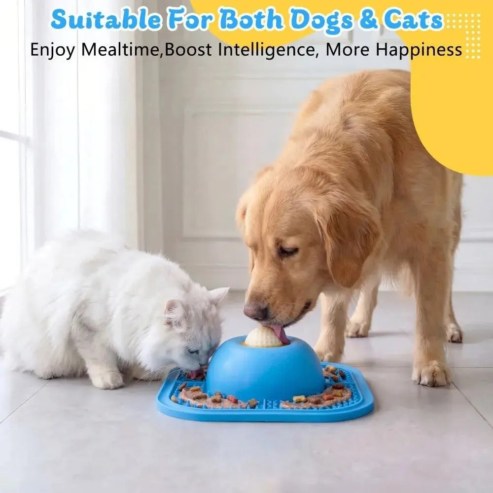 Resin Slow Feeder Dog Bowl With Lick Mat & Rolling Ball