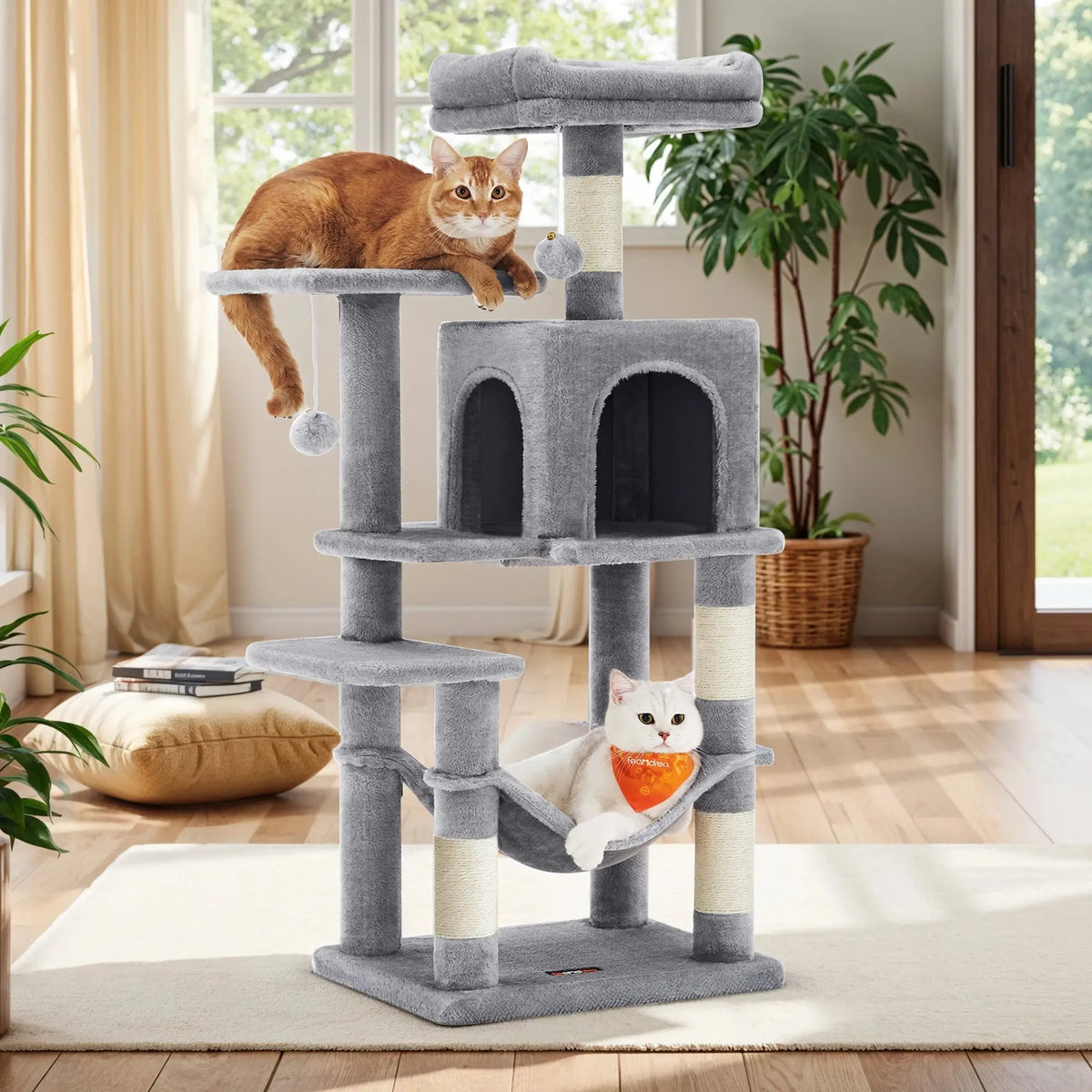 Multi-Level Cat Tree Tower with Hammock and Cave