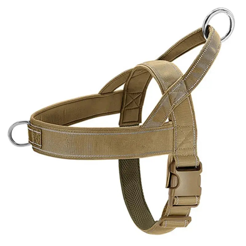 Khaki Color Tactical No-Pull Dog Harness 1000D Nylon for Training