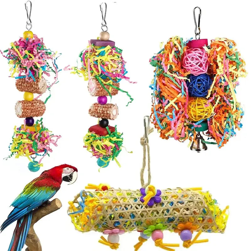 Colorful Bird Foraging Toys with Bells for Parrots
