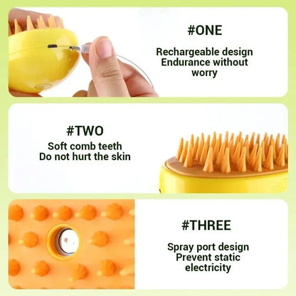 Electric Pet Steam Grooming Brush With Massage Comb