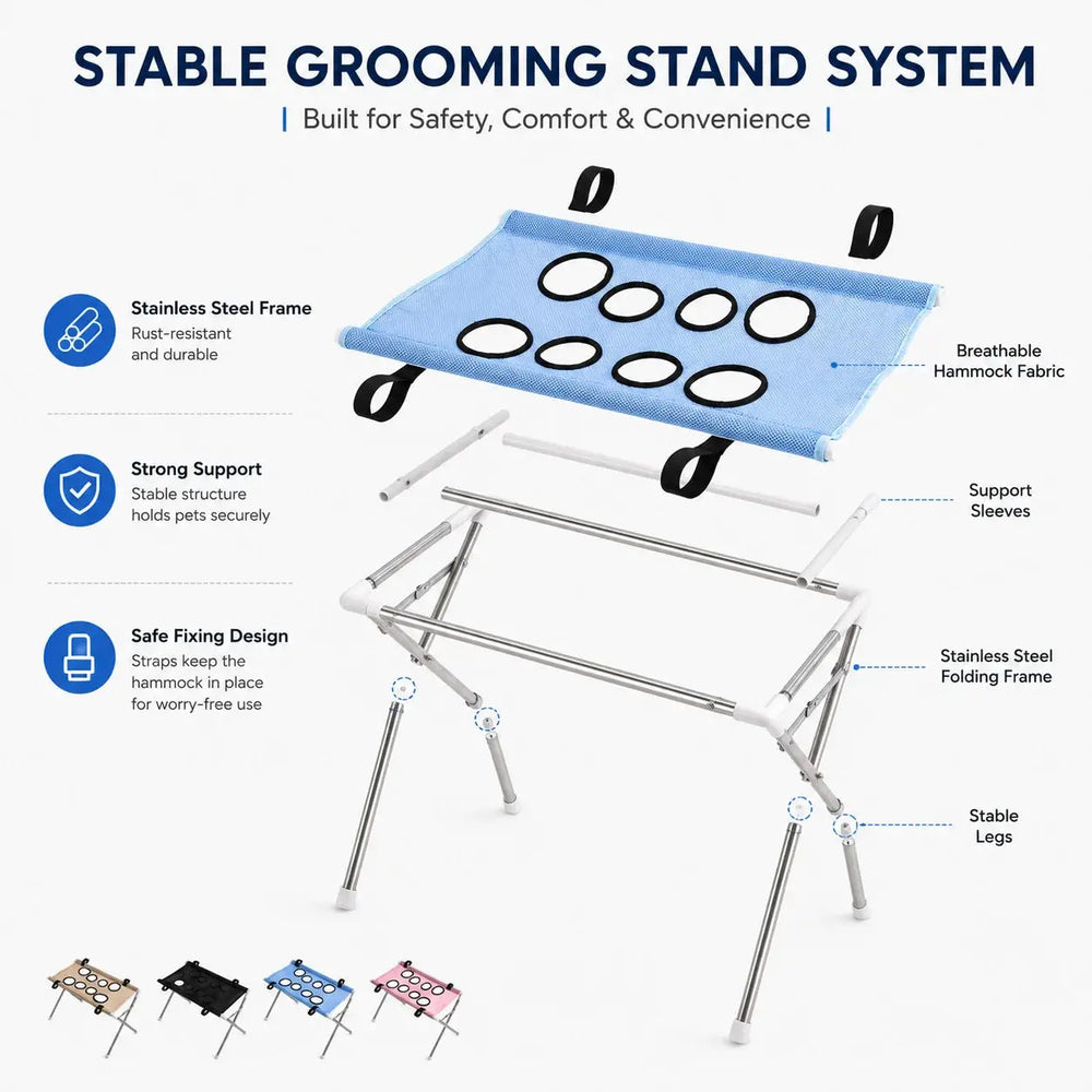Pet Grooming Hammock Stand With Mesh Sling For Small Pets