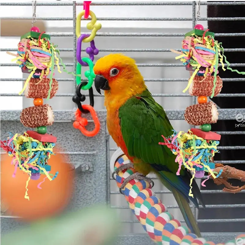 Colorful Bird Foraging Toys with Bells for Parrots